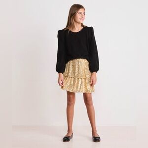 Vineyard Vines Sparkling Beige Mini Skirt kids size Large Christmas NWT